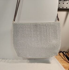 Vtg Whiting & Davis Ivory Mesh Handbag Chain Shoulder Strap Wedding Metal Purse